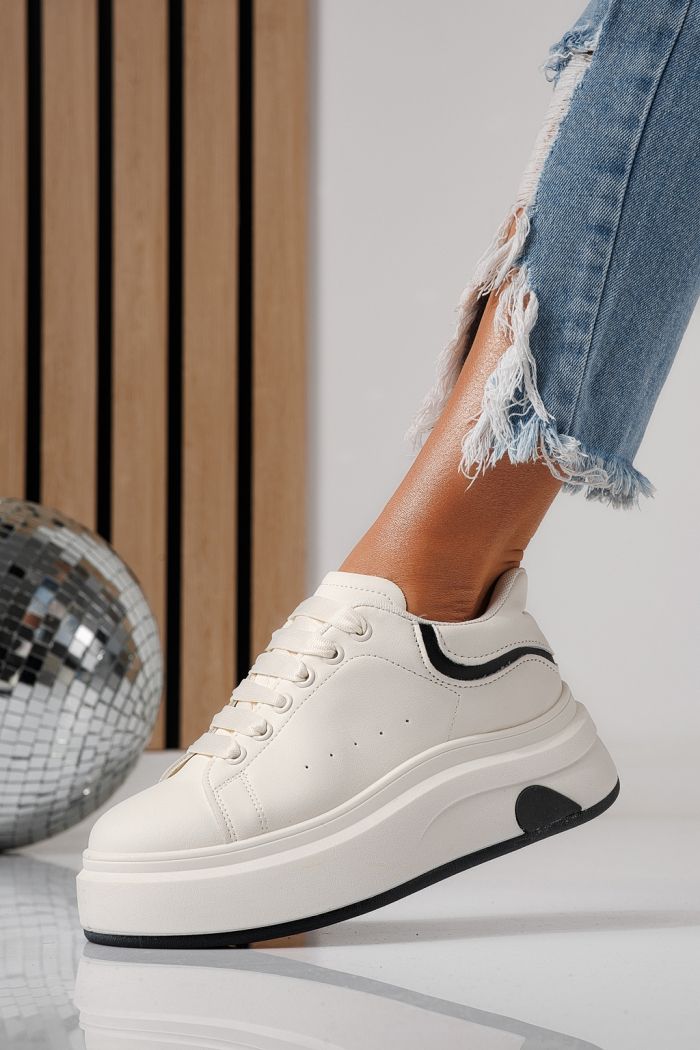 Adidasi dama albi din piele ecologica Anca #24286