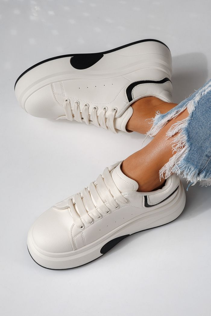 Adidasi dama albi din piele ecologica Anca #24286