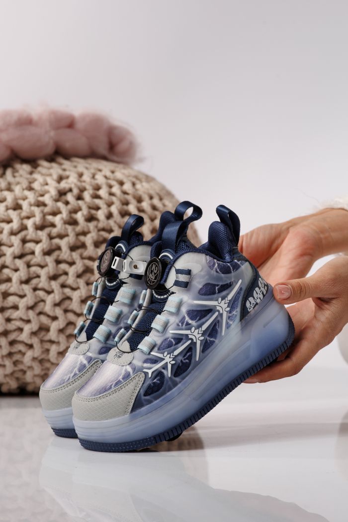 Görgős sportcipő kék textil anyagból készült Carla #24394