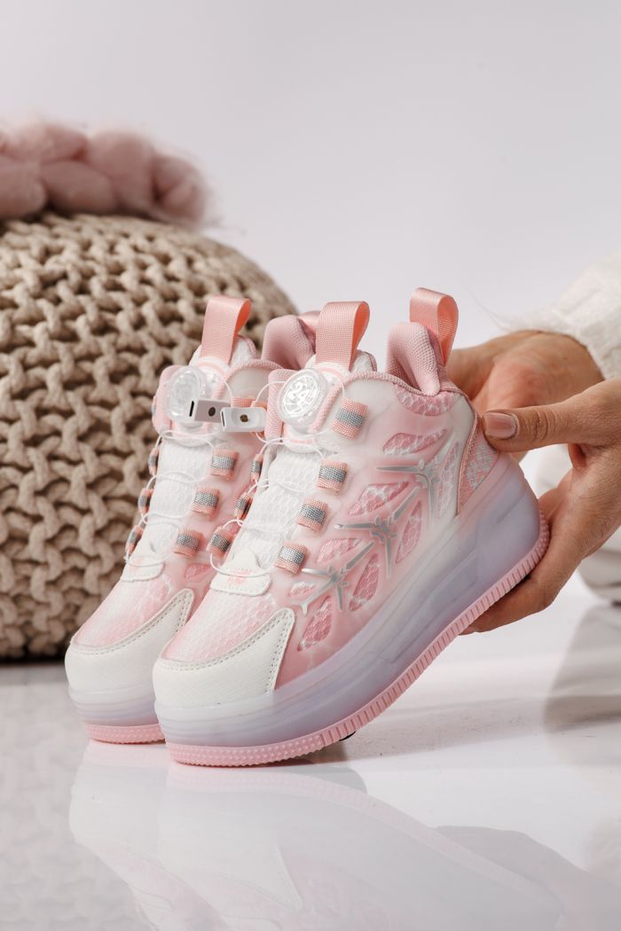 Görgős sportcipő rózsaszín textil anyagból készült Carla #24395