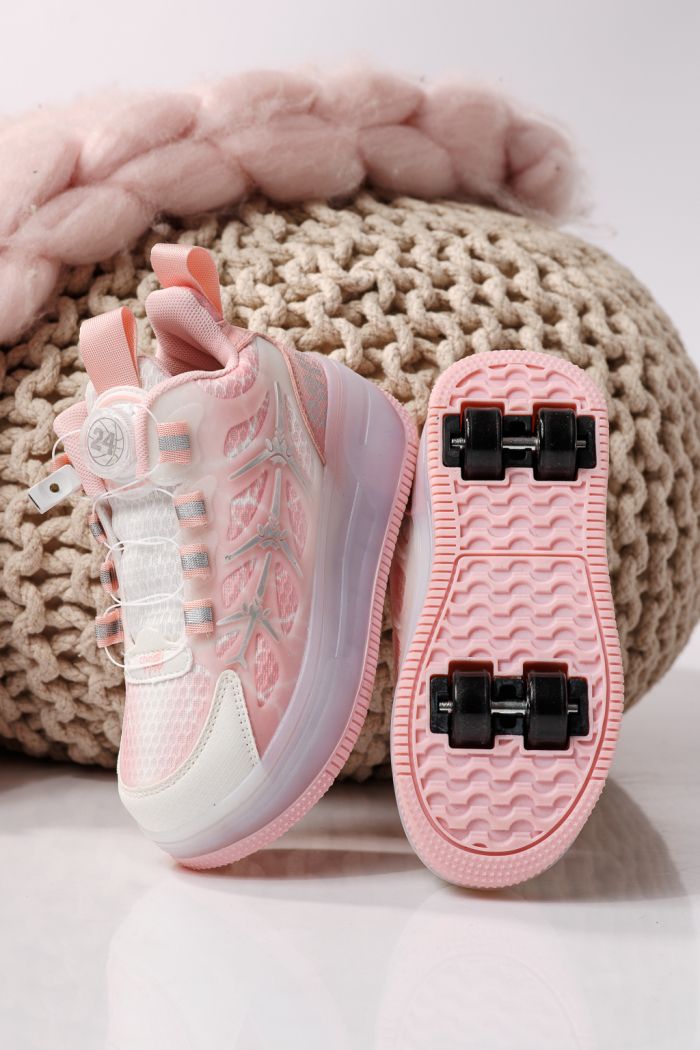 Görgős sportcipő rózsaszín textil anyagból készült Carla #24395