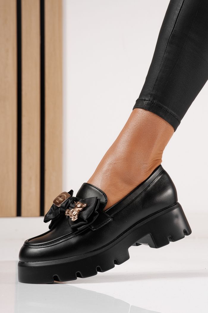 Női fekete alkalmi cipő ekológikus bőrből Natalia #24405