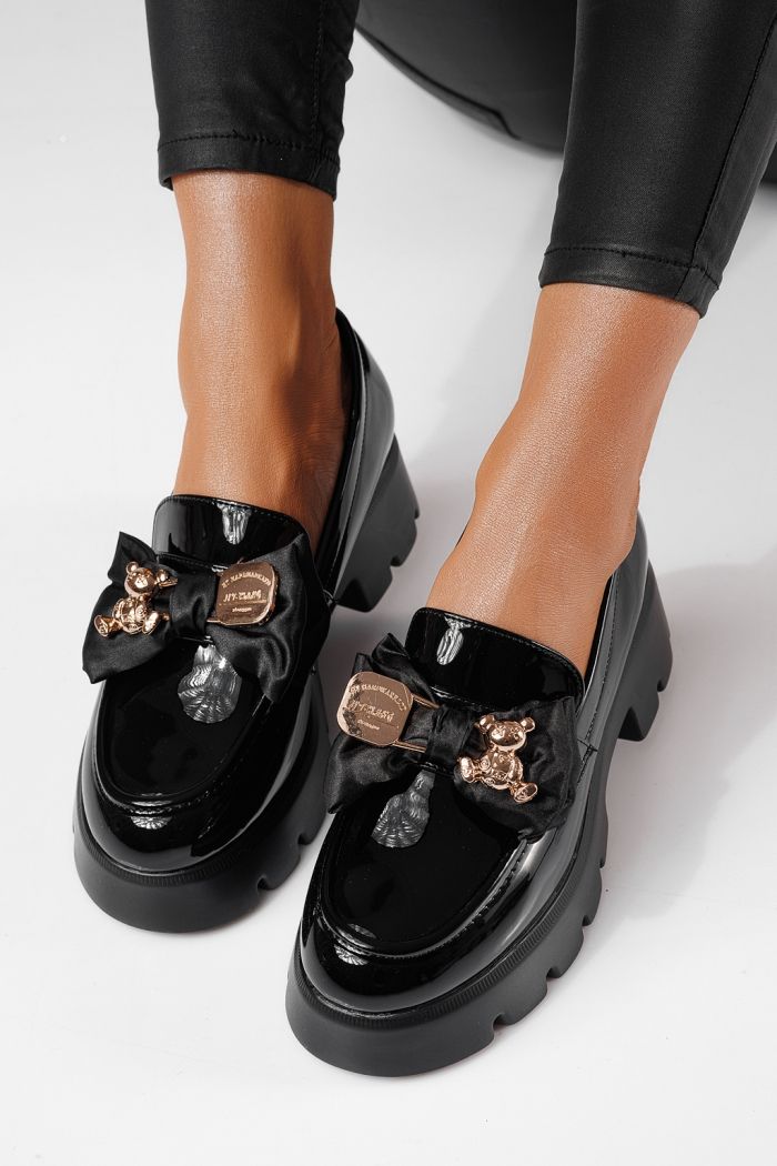 Női fekete alkalmi cipő ekológikus bőrből Natalia #24406