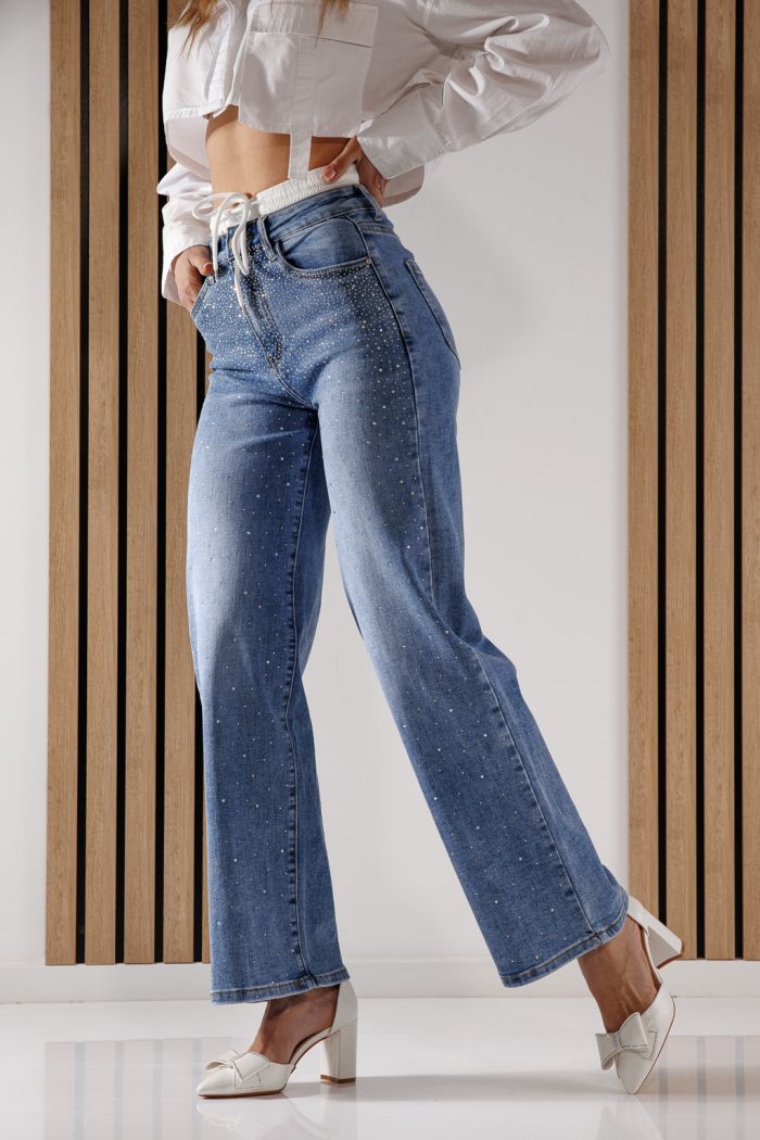 Női Wide Leg Fit farmernadrág Adalia kék #A1363