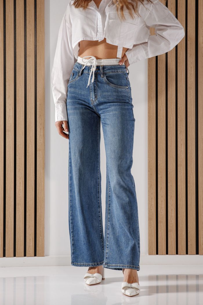 Női Wide Leg farmernadrág Ali kék #A1362