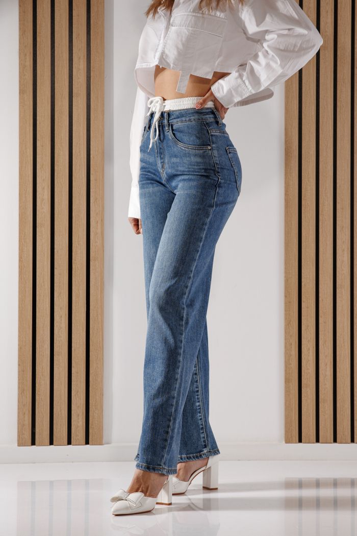 Női Wide Leg farmernadrág Ali kék #A1362