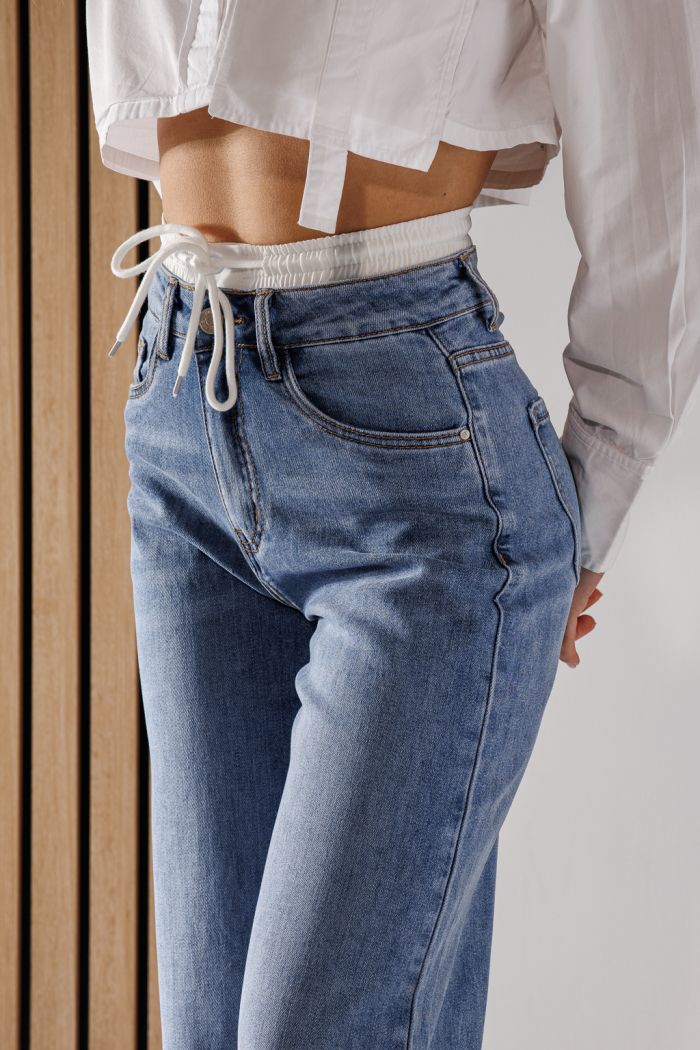 Női Wide Leg farmernadrág Ali kék #A1361