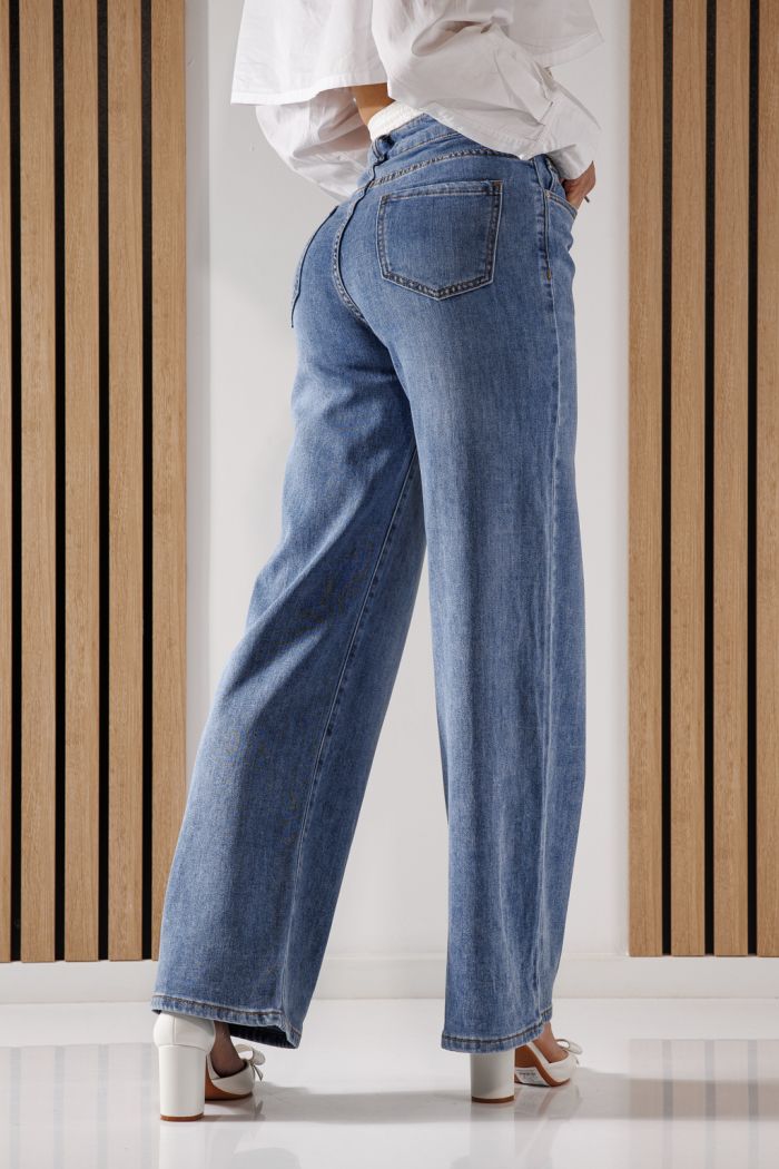 Női Wide Leg farmernadrág Ali kék #A1361