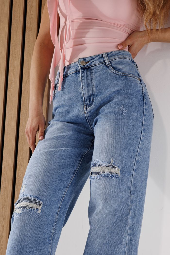 Női Wide Leg farmernadrág Becca kék #A1370