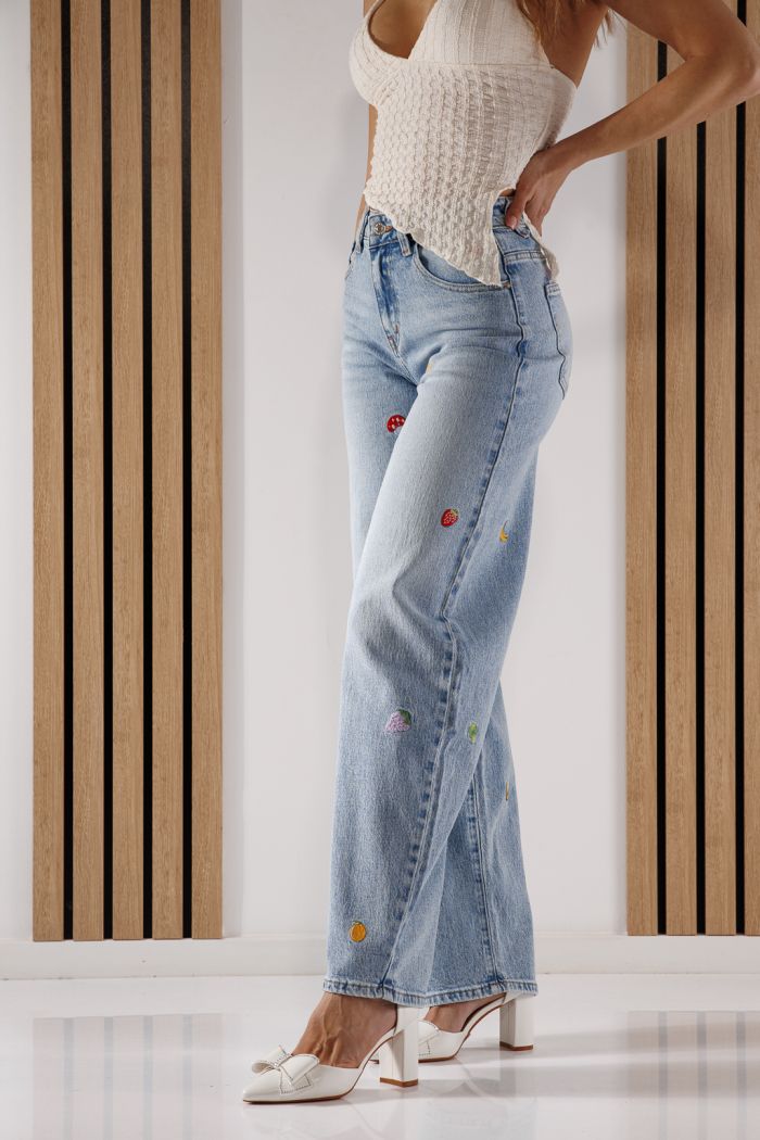 Női Wide Leg farmernadrág Briana kék #A1369