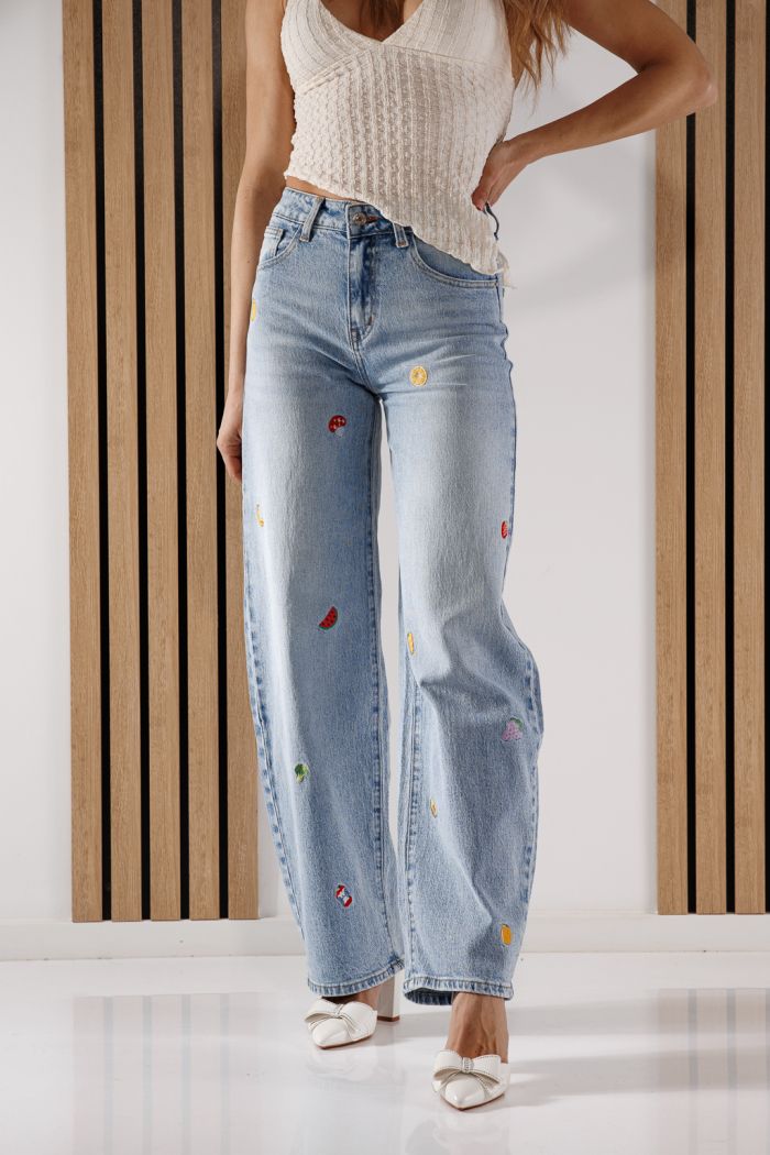 Női Wide Leg farmernadrág Briana kék #A1369