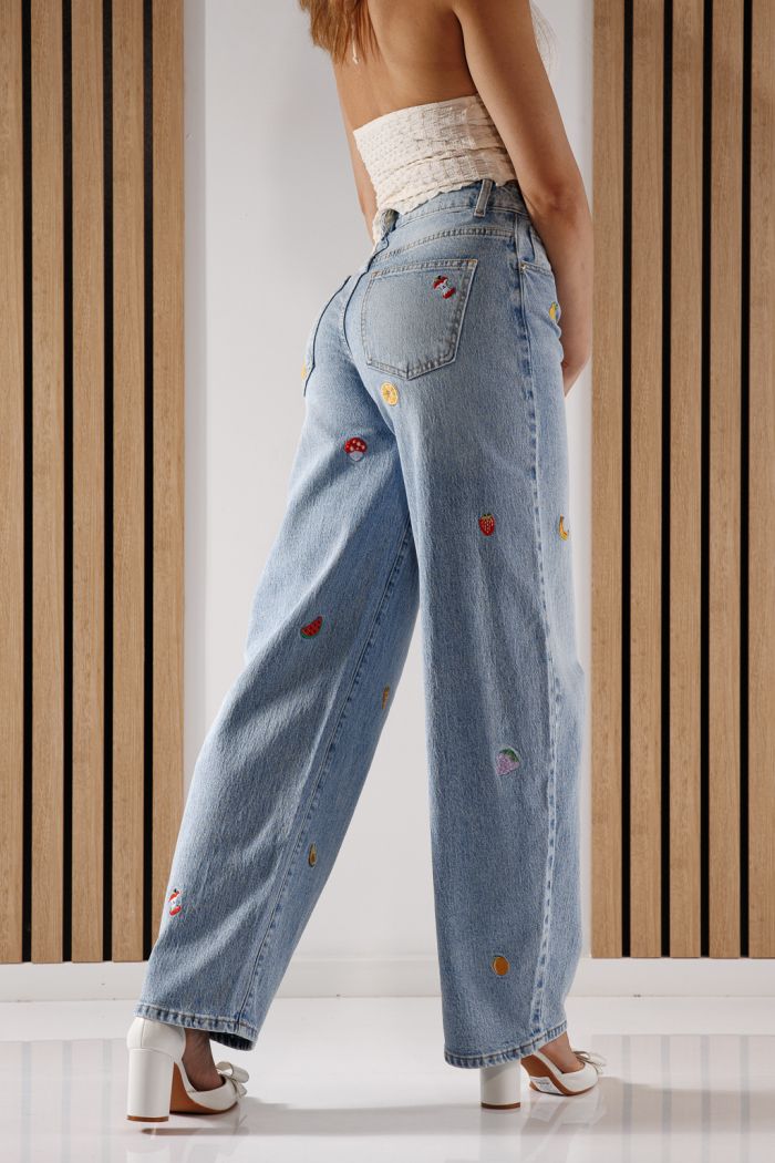 Női Wide Leg farmernadrág Briana kék #A1369