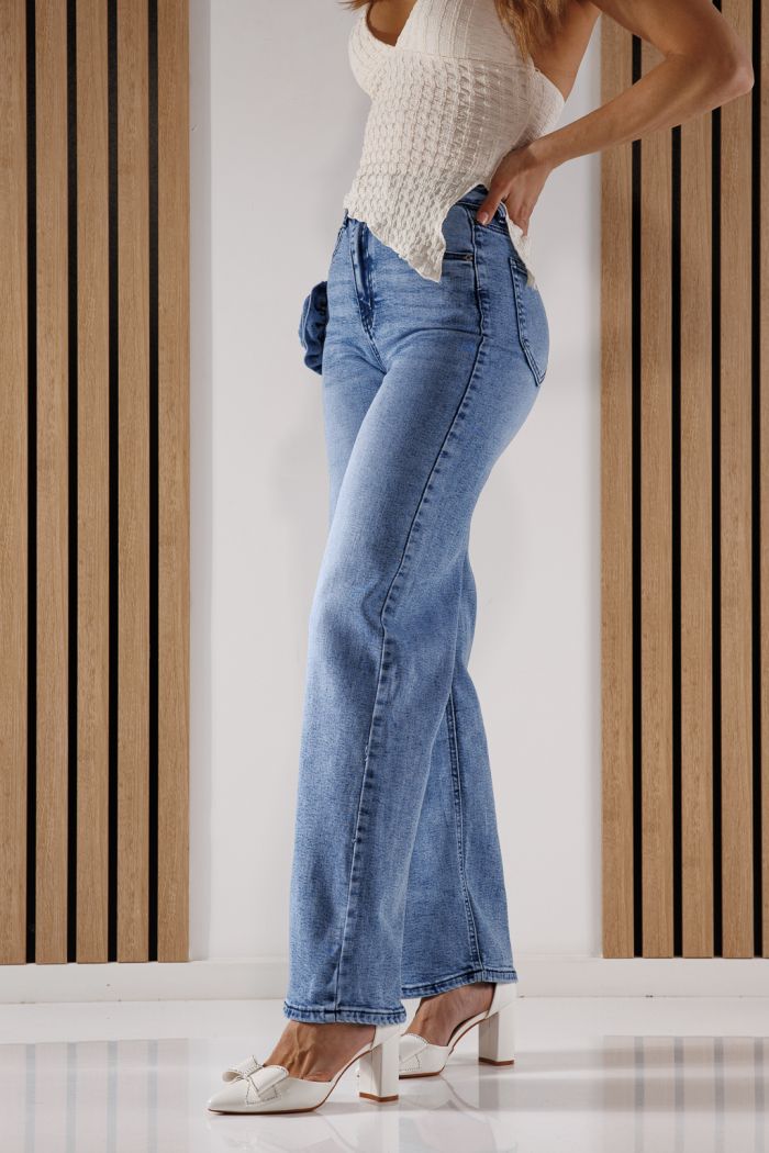 Női trapéz farmernadrág Brigitta kék #A1346