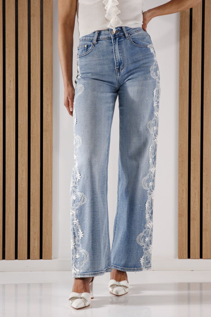 Női Wide Leg farmernadrág Kenya kék #A1354