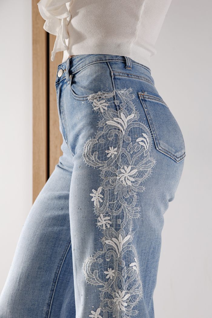 Női Wide Leg farmernadrág Kenya kék #A1354