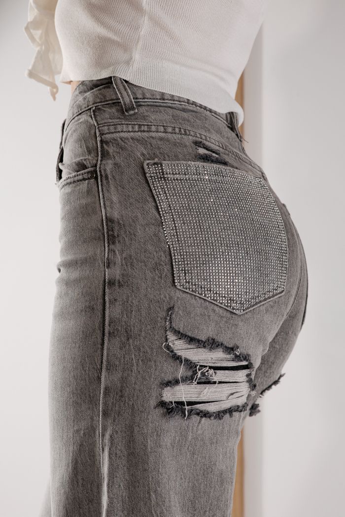 Női Wide Leg farmernadrág Maria szürke #A1348