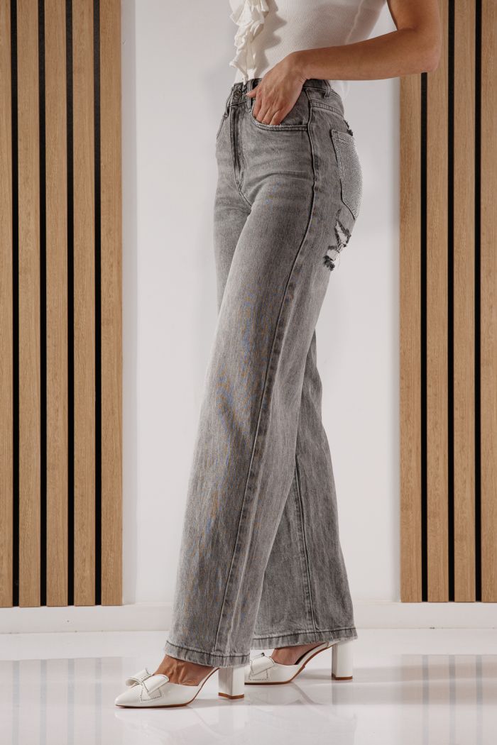 Női Wide Leg farmernadrág Maria szürke #A1348