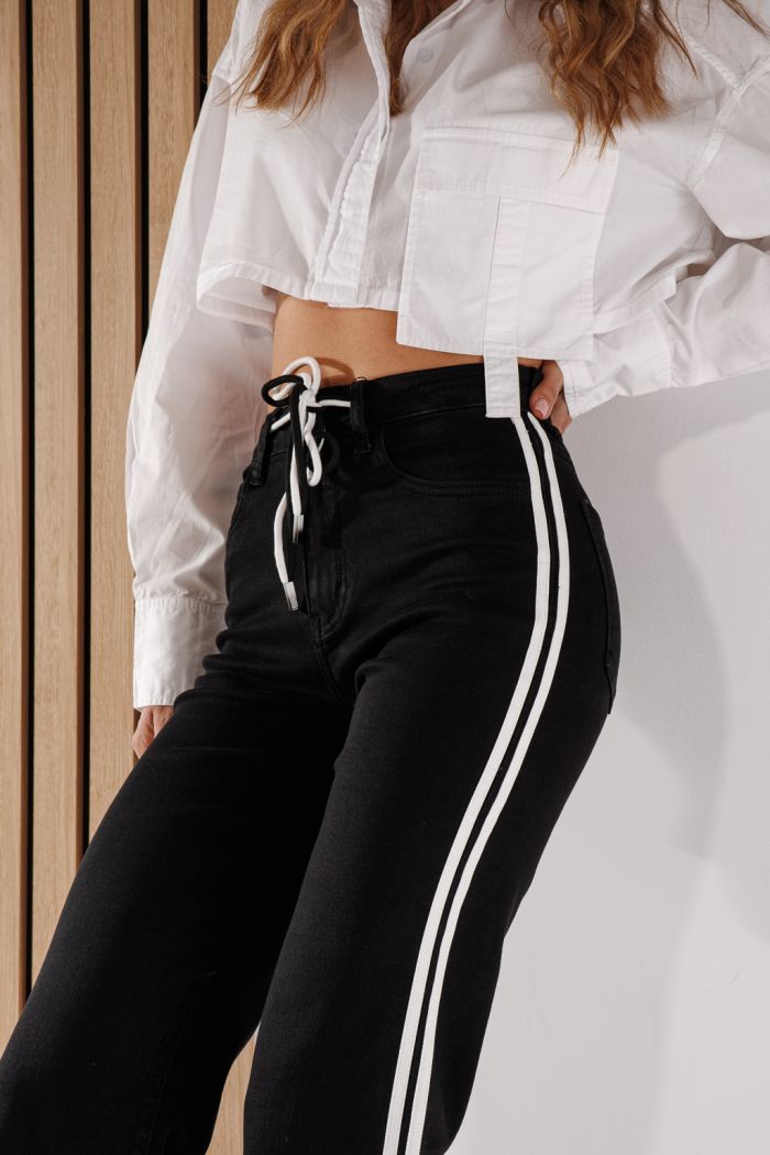 Női Wide Leg Fit farmernadrág Celin fekete #A1371