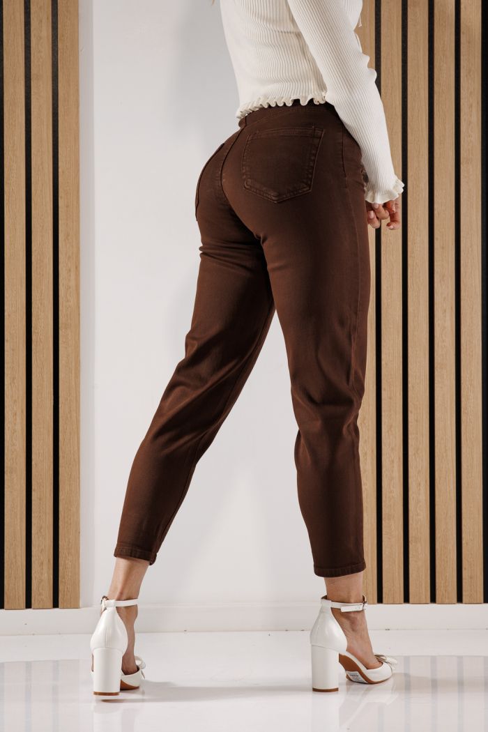 Női Baggy Fit farmernadrág Elena barna #A1373