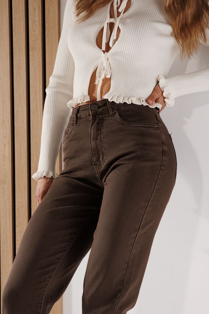 Női Baggy Fit farmernadrág Elena Khaki #A1372