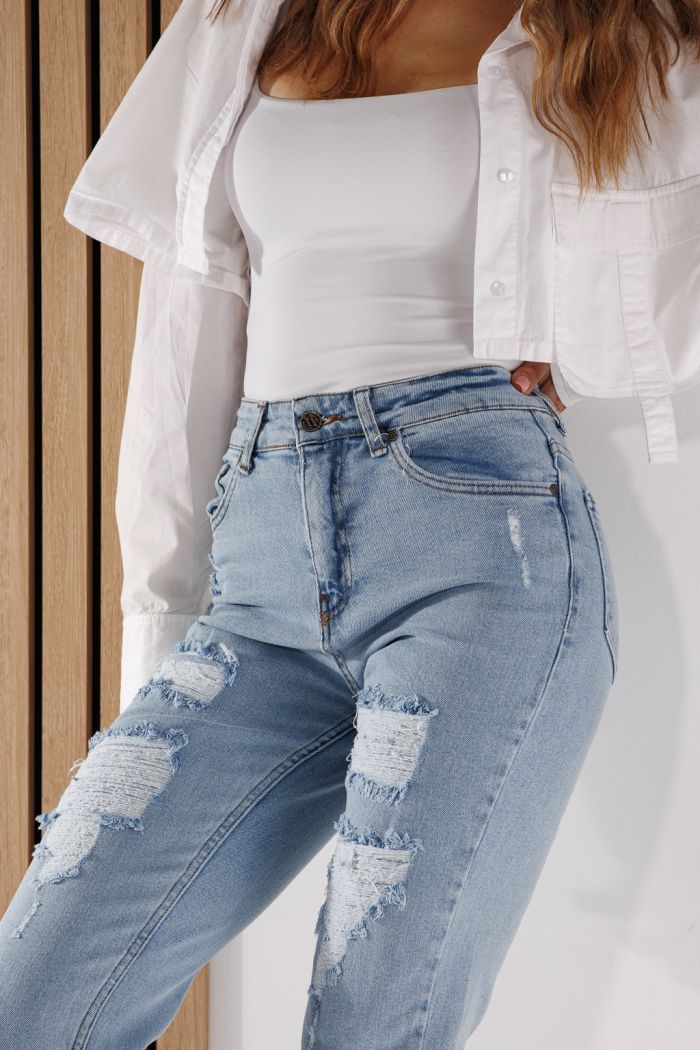 Női Kék Boyfriend Flori Farmer #A261