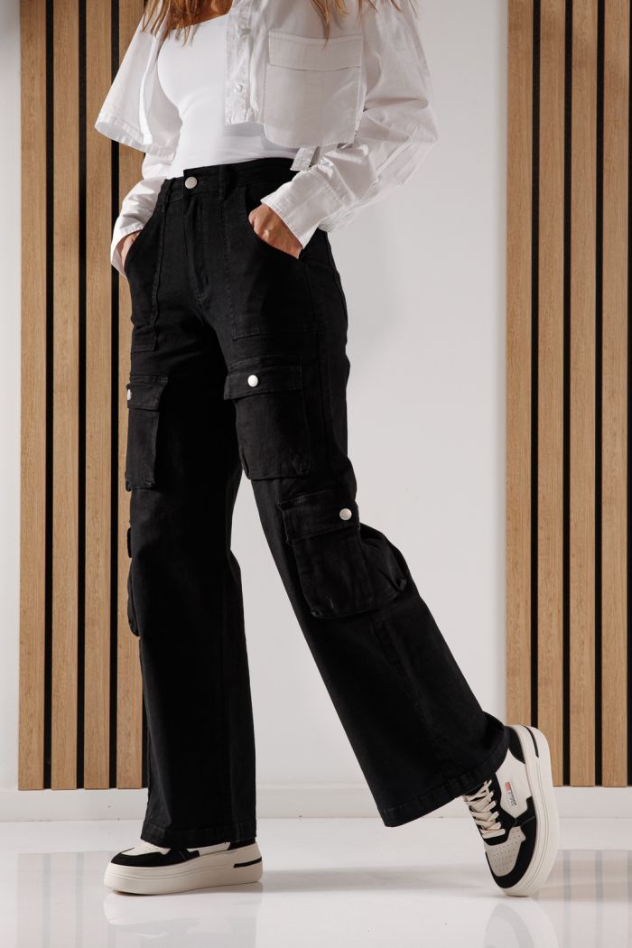 Miki Fekete Női Cargo Tipusu Farmer #A643