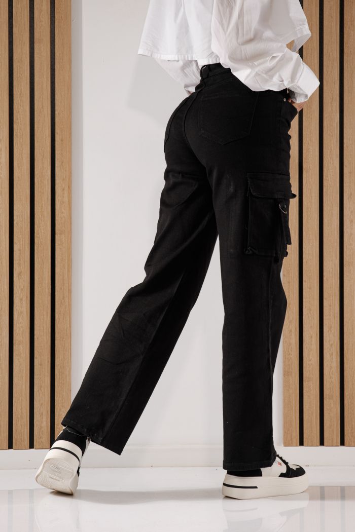 Rosa Fekete Női Cargo Tipusu Farmer #A630