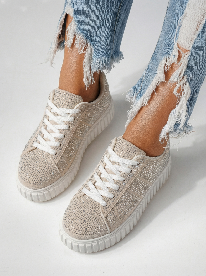 Bézs színű női tornacipő ekológikus bőrből Loris #24402