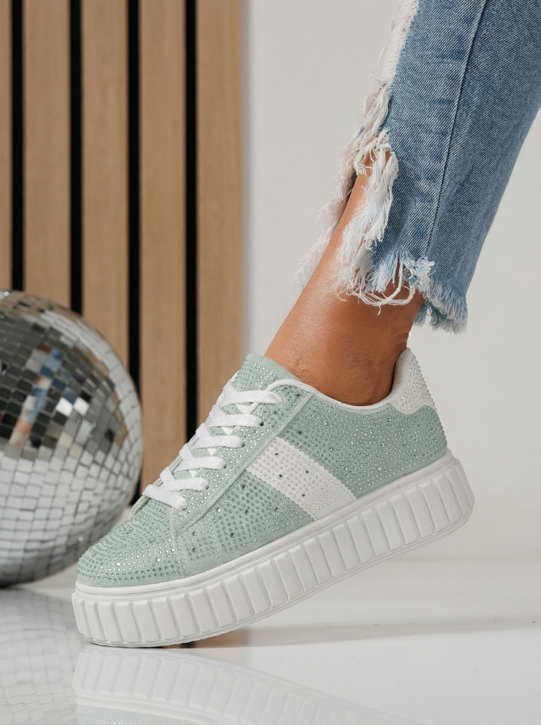 Női zöld velúr tornacipő Loris #24404