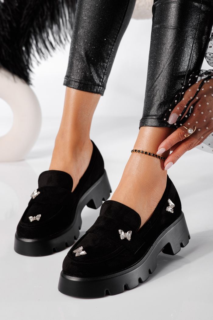 Ivi Női Alkalmi Cipő Fekete Ökológiai Velúr Lakkbőr #24435