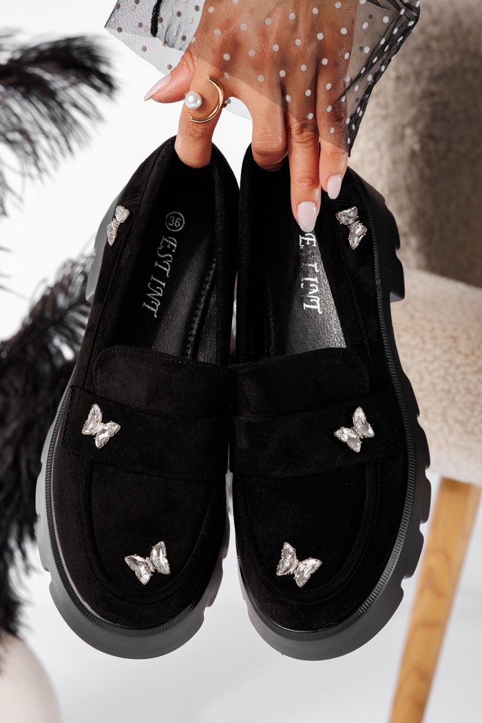 Ivi Női Alkalmi Cipő Fekete Ökológiai Velúr Lakkbőr #24435