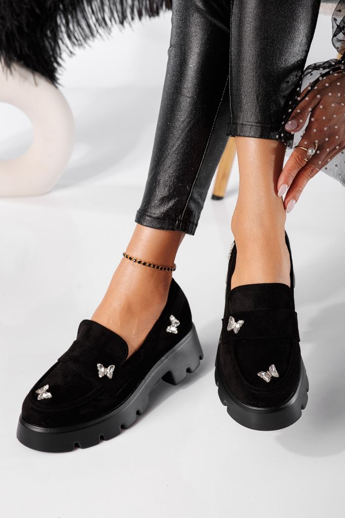 Ivi Női Alkalmi Cipő Fekete Ökológiai Velúr Lakkbőr #24435