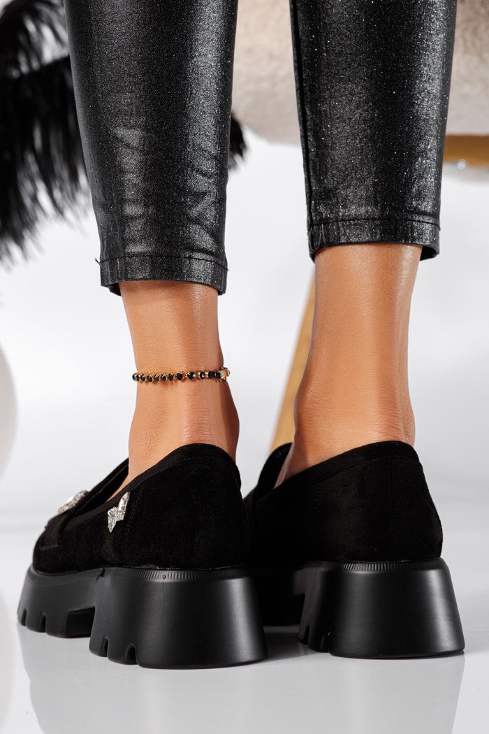 Ivi Női Alkalmi Cipő Fekete Ökológiai Velúr Lakkbőr #24435