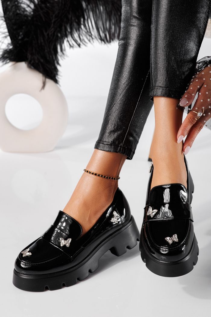 Ivi Női Alkalmi Cipő Fekete Ökológiai Lakkbőr #24436