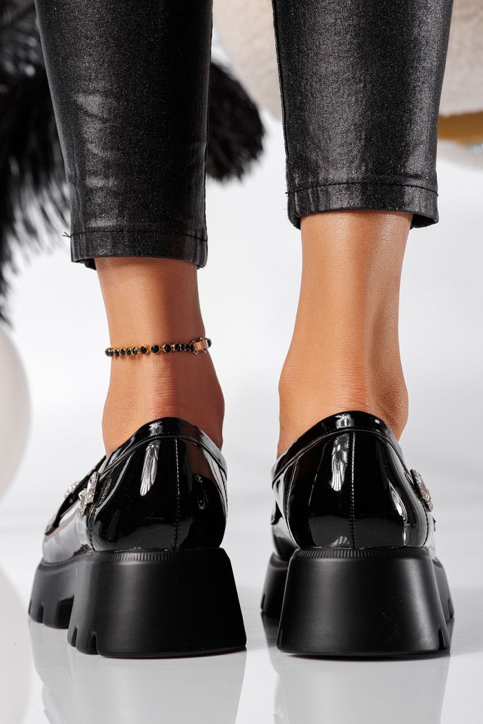 Ivi Női Alkalmi Cipő Fekete Ökológiai Lakkbőr #24436