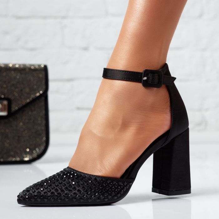 Női fehér szatén magassarkú Iulia #24445