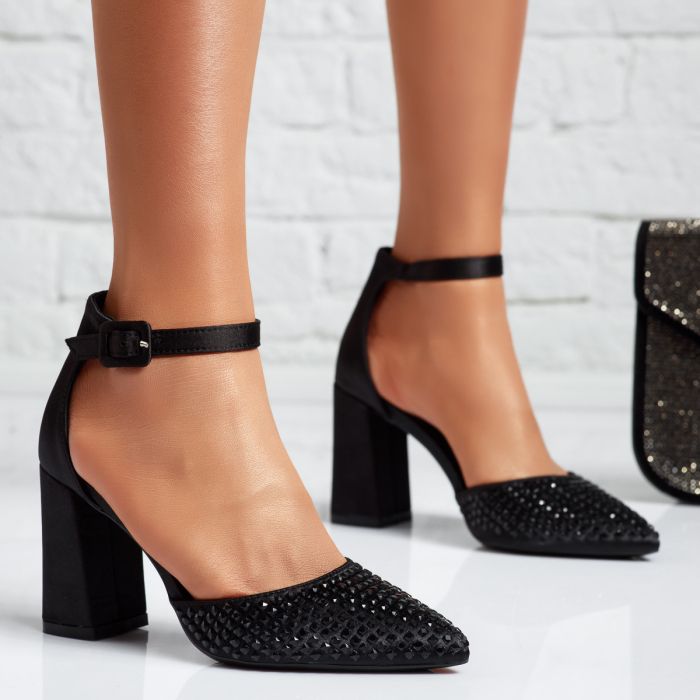 Női fehér szatén magassarkú Iulia #24445