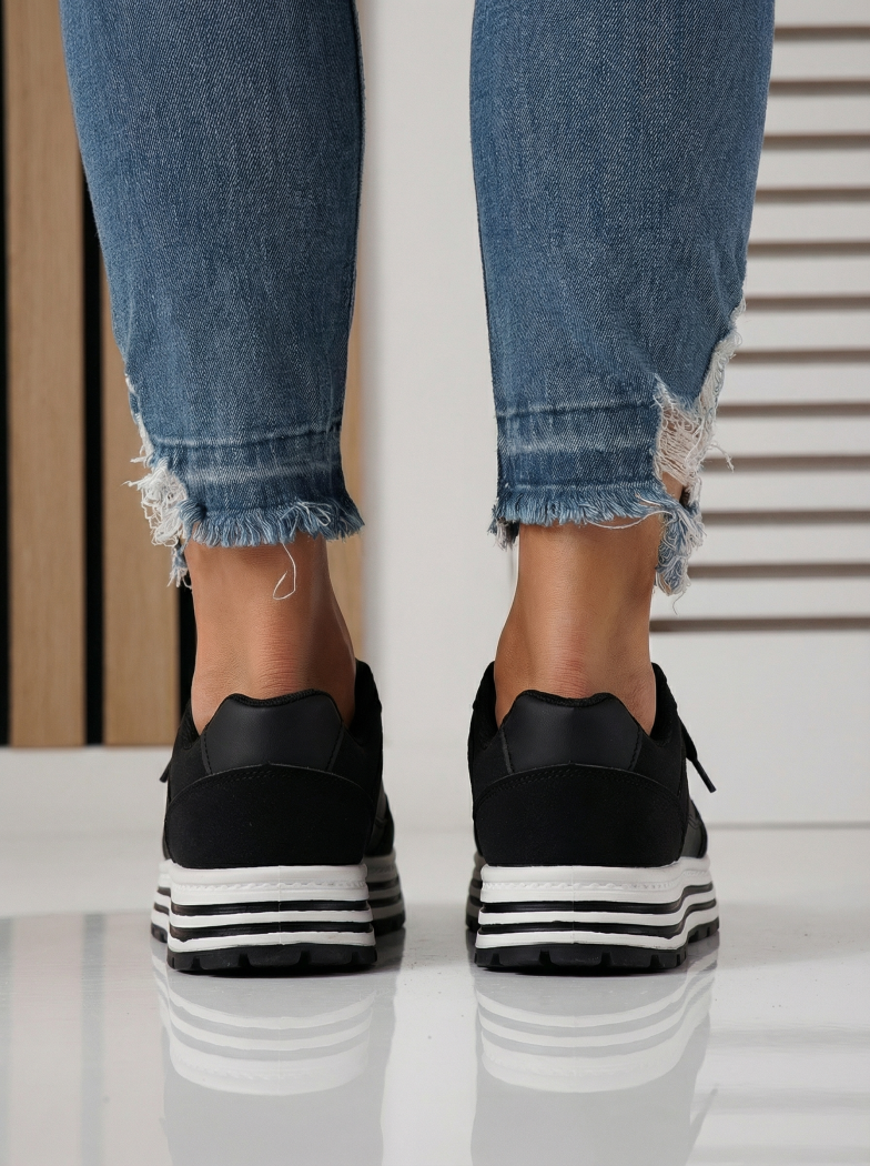 Női sportcipők fekete öko bőrből készült Tabitha #24457