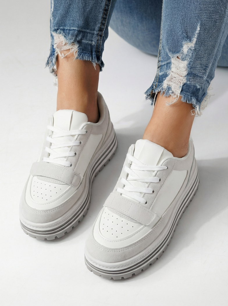 Női sportcipők szürke öko bőrből készült Tabitha #24455