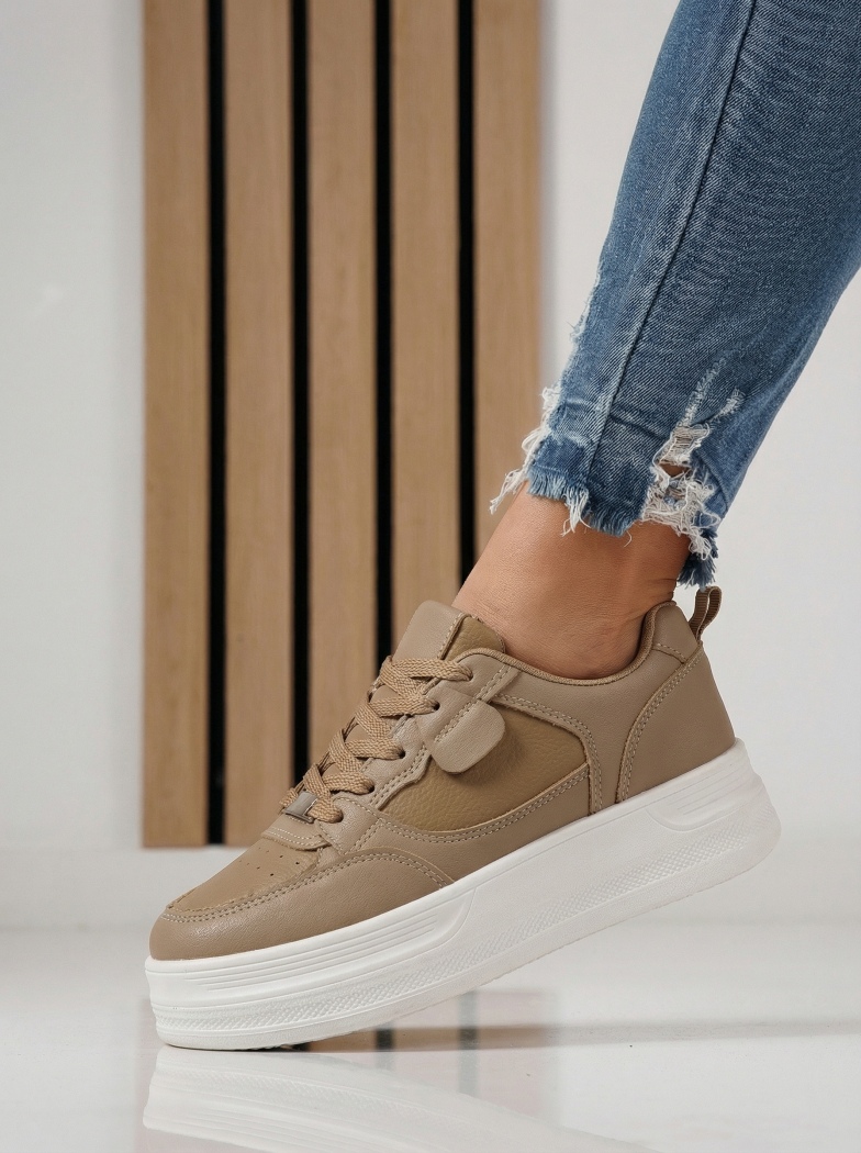 Női sportcipők khaki öko bőrből készült Adna #24411