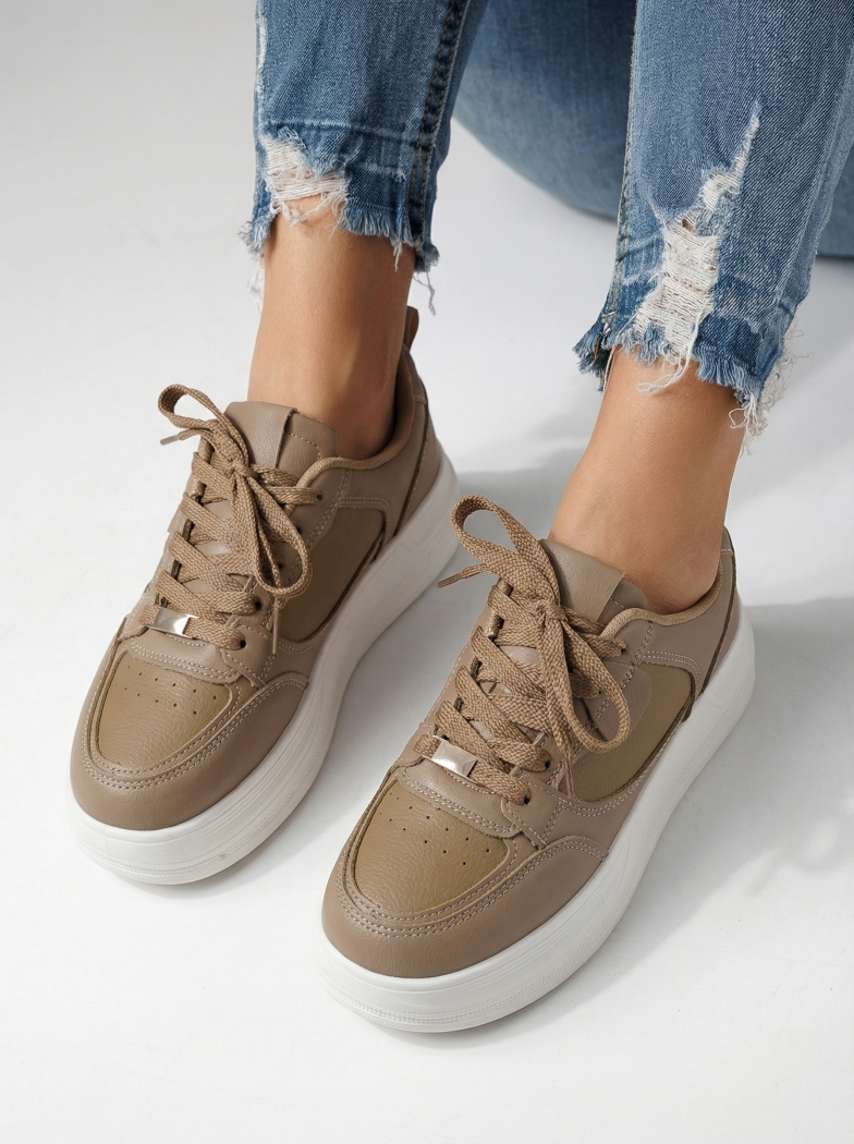 Női sportcipők khaki öko bőrből készült Adna #24411