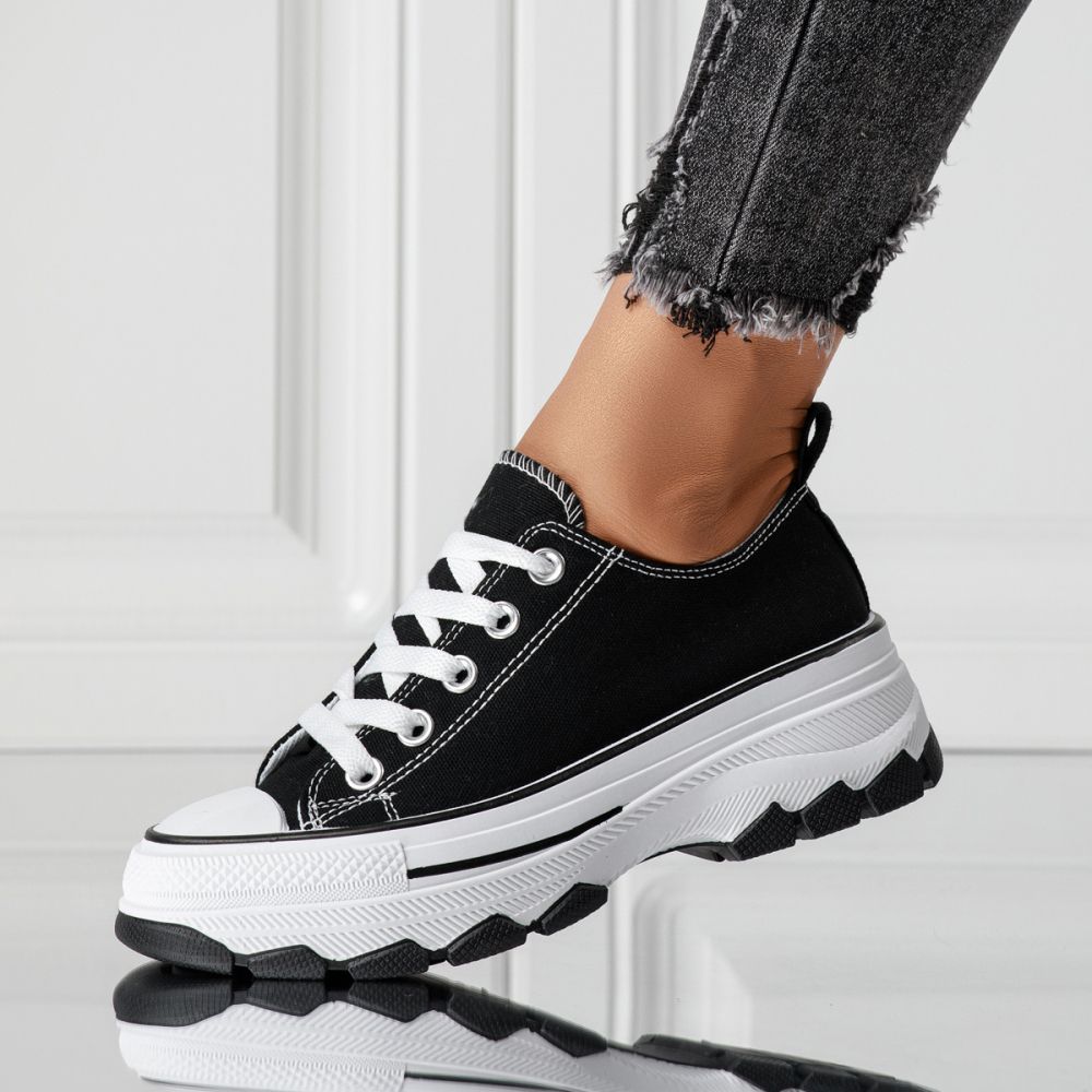 Női fekete textil tornacipő Zoe #24487