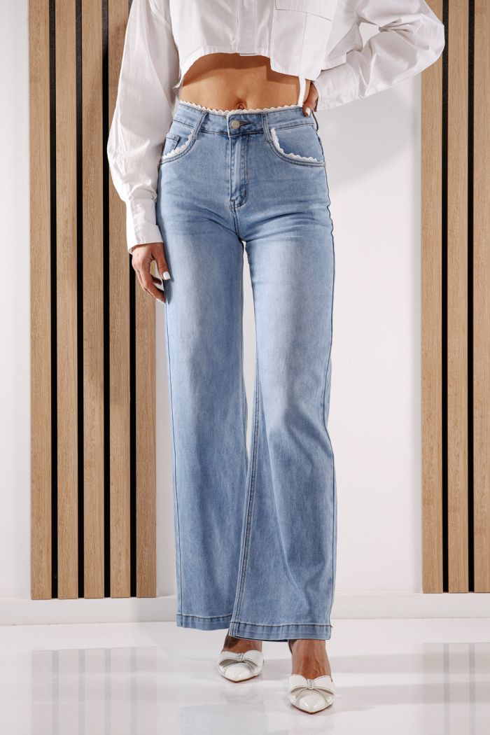 Női Wide Leg farmernadrágok Calina kék #A1386