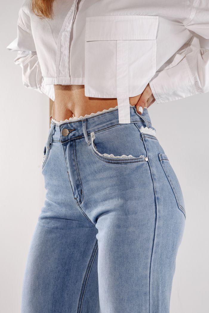 Női Wide Leg farmernadrágok Calina kék #A1386