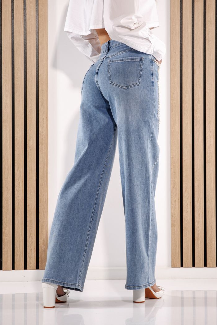 Női Wide Leg farmernadrágok Alena kék #A1380