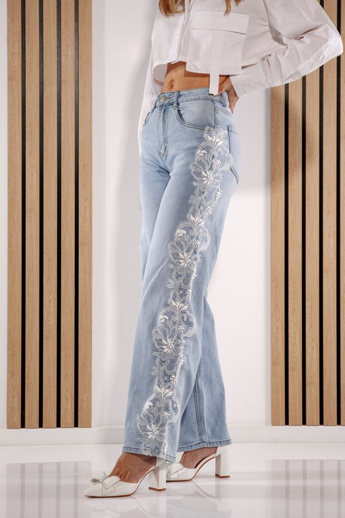 Női Wide Leg farmernadrágok Calina kék #A1385