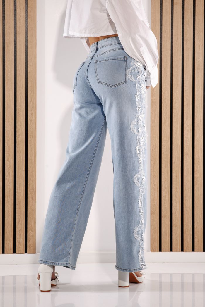 Női Wide Leg farmernadrágok Calina kék #A1385