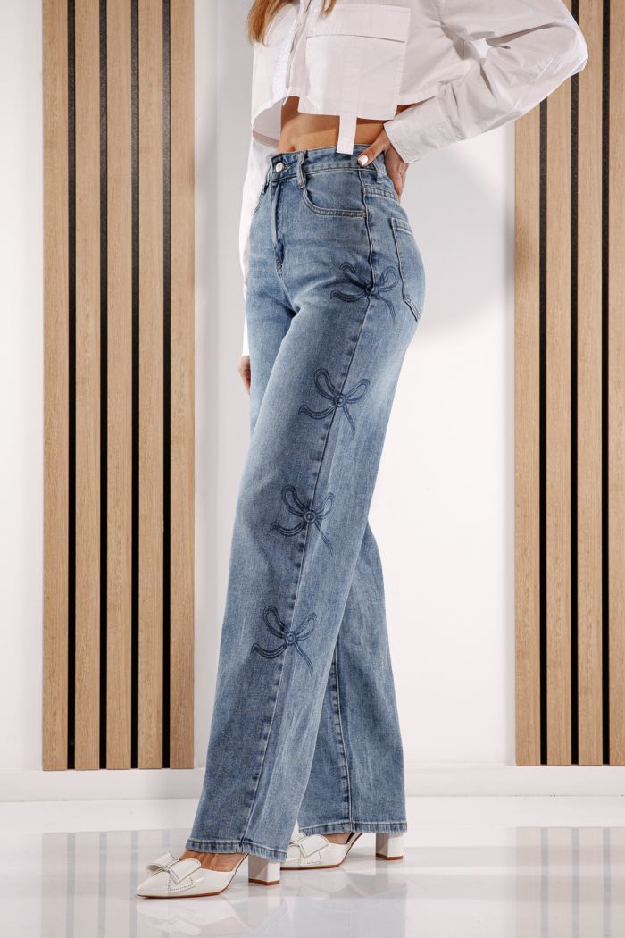 Női Wide Leg farmernadrágok Elaine kék #A1377