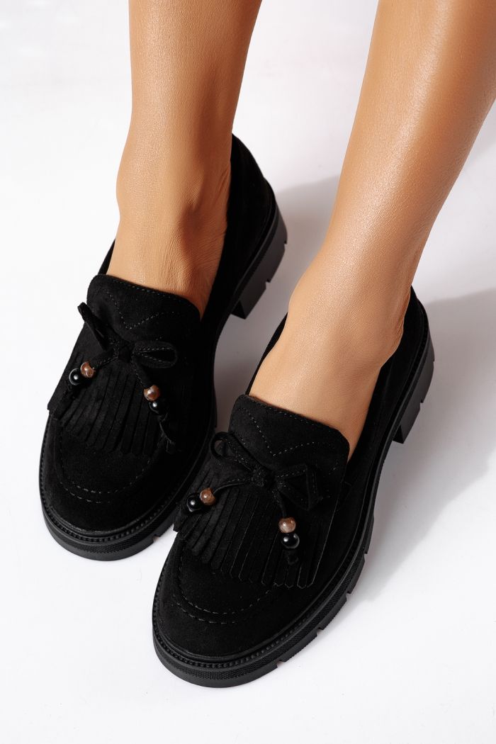 Női alkalmi cipők fekete öko bőrből velúrból  Eliana #24440