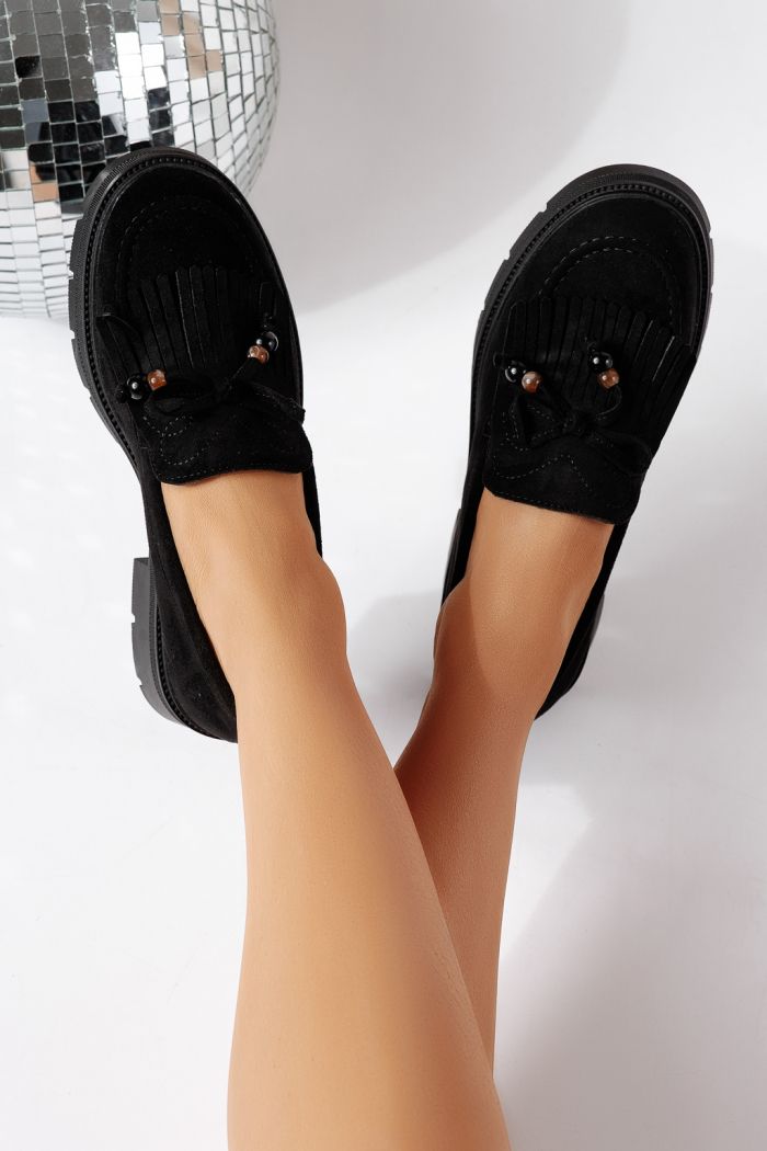 Női alkalmi cipők fekete öko bőrből velúrból  Eliana #24440